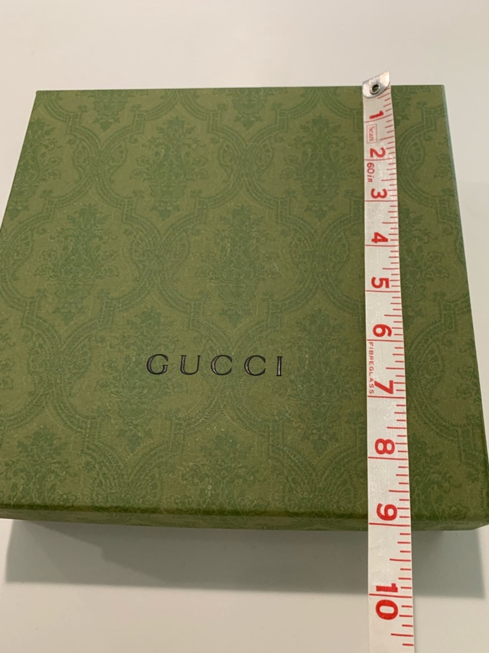 Authentic Gucci Olive Green Demask Empty Gift Box w/tissue. Medium square 9x9x3 - Picture 5 of 6
